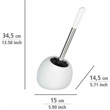 WENKO Porte Brosse WC Céramique Polaris, Brosse WC Noire, Céramique, 5x36x14,5 Cm, Blanc Mat 6 WENKO Porte Brosse WC Céramique Polaris, Brosse WC Noire, Céramique, 5x36x14,5 Cm, Blanc Mat – Image 4