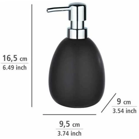 WENKO Distributeur Savon Liquide Céramique Polaris, Capacité 390 Ml, Céramique, 9,5x16x9 Cm, Noir Mat 7 WENKO Distributeur Savon Liquide Céramique Polaris, Capacité 390 Ml, Céramique, 9,5x16x9 Cm, Noir Mat – Image 5