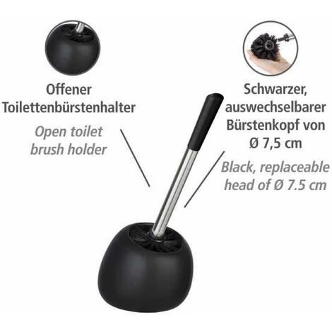 WENKO Porte Brosse WC Céramique Polaris, Brosse WC Noire, Céramique, 5x36x14,5 Cm, Noir Mat 4 WENKO Porte Brosse WC Céramique Polaris, Brosse WC Noire, Céramique, 5x36x14,5 Cm, Noir Mat – Image 2