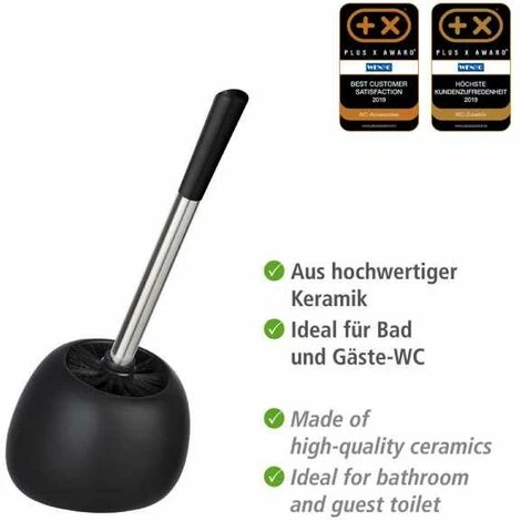 WENKO Porte Brosse WC Céramique Polaris, Brosse WC Noire, Céramique, 5x36x14,5 Cm, Noir Mat 5 WENKO Porte Brosse WC Céramique Polaris, Brosse WC Noire, Céramique, 5x36x14,5 Cm, Noir Mat – Image 3