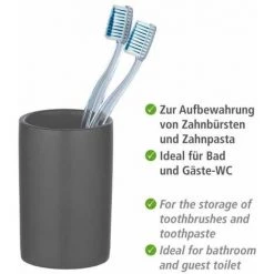 WENKO Porte Brosse à Dent Céramique Polaris, Gobelet Salle De Bain, Céramique, Ø 7x11 Cm, Gris Mat 9 WENKO Porte Brosse à Dent Céramique Polaris, Gobelet Salle De Bain, Céramique, Ø 7x11 Cm, Gris Mat -WENKO Soldes 16527653 3