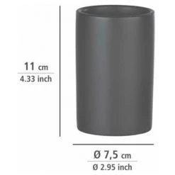 WENKO Porte Brosse à Dent Céramique Polaris, Gobelet Salle De Bain, Céramique, Ø 7x11 Cm, Gris Mat 10 WENKO Porte Brosse à Dent Céramique Polaris, Gobelet Salle De Bain, Céramique, Ø 7x11 Cm, Gris Mat -WENKO Soldes 16527653 4