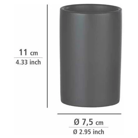 WENKO Porte Brosse à Dent Céramique Polaris, Gobelet Salle De Bain, Céramique, Ø 7x11 Cm, Gris Mat 6 WENKO Porte Brosse à Dent Céramique Polaris, Gobelet Salle De Bain, Céramique, Ø 7x11 Cm, Gris Mat – Image 4