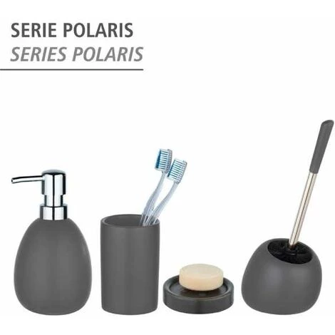 WENKO Porte Brosse à Dent Céramique Polaris, Gobelet Salle De Bain, Céramique, Ø 7x11 Cm, Gris Mat 7 WENKO Porte Brosse à Dent Céramique Polaris, Gobelet Salle De Bain, Céramique, Ø 7x11 Cm, Gris Mat – Image 5