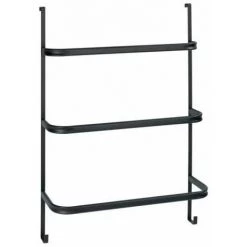 WENKO Porte Serviette Salle De Bain Irpinia, Porte Serviette Mural Sans Perçage à Suspendre, Acier, 54,5x77,5x21,5 Cm, Noir