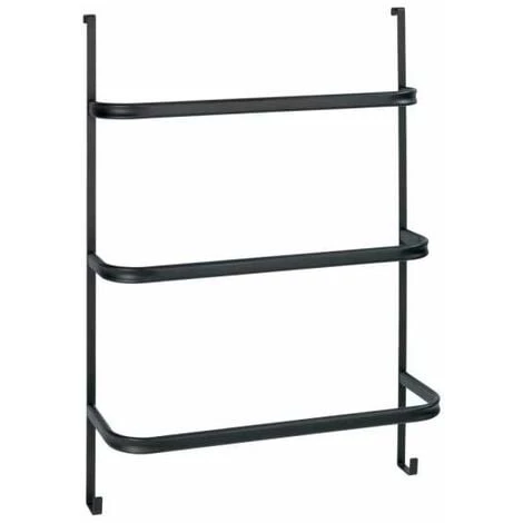 WENKO Porte Serviette Salle De Bain Irpinia, Porte Serviette Mural Sans Perçage à Suspendre, Acier, 54,5x77,5x21,5 Cm, Noir 3 WENKO Porte Serviette Salle De Bain Irpinia, Porte Serviette Mural Sans Perçage à Suspendre, Acier, 54,5x77,5x21,5 Cm, Noir