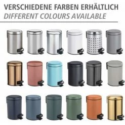 WENKO Poubelle à Pédale Leman, Mini Poubelle Salle De Bain, Capacité 3L, Acier Inox, 17x25x22,5 Cm, Noir Métallique -WENKO Soldes 16527661 5