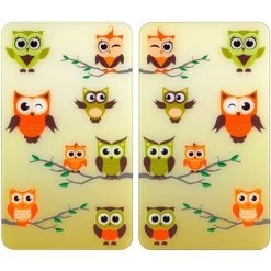 WENKO Protection Plaque De Cuisson, Protection Plaque Induction En Verre Trempé "Chouette", Lot De 2, 30 X 52 Cm