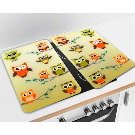 WENKO Protection Plaque De Cuisson, Protection Plaque Induction En Verre Trempé "Chouette", Lot De 2, 30 X 52 Cm 4 WENKO Protection Plaque De Cuisson, Protection Plaque Induction En Verre Trempé "Chouette", Lot De 2, 30 X 52 Cm – Image 2