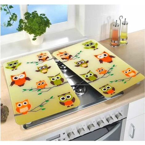 WENKO Protection Plaque De Cuisson, Protection Plaque Induction En Verre Trempé "Chouette", Lot De 2, 30 X 52 Cm 5 WENKO Protection Plaque De Cuisson, Protection Plaque Induction En Verre Trempé "Chouette", Lot De 2, 30 X 52 Cm – Image 3