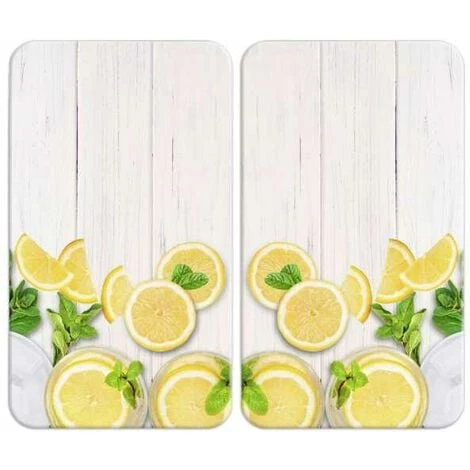 WENKO Protection Plaque De Cuisson, Couvre Plaque De Cuisson En Verre "Citrons", Lot De 2, 30 X 52 Cm 3 WENKO Protection Plaque De Cuisson, Couvre Plaque De Cuisson En Verre "Citrons", Lot De 2, 30 X 52 Cm