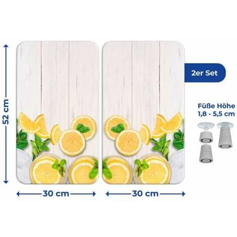 WENKO Protection Plaque De Cuisson, Couvre Plaque De Cuisson En Verre "Citrons", Lot De 2, 30 X 52 Cm 6 WENKO Protection Plaque De Cuisson, Couvre Plaque De Cuisson En Verre "Citrons", Lot De 2, 30 X 52 Cm – Image 4