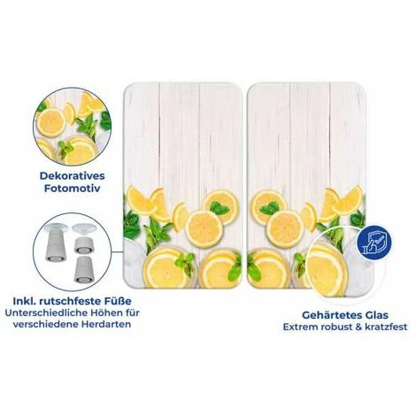 WENKO Protection Plaque De Cuisson, Couvre Plaque De Cuisson En Verre "Citrons", Lot De 2, 30 X 52 Cm 7 WENKO Protection Plaque De Cuisson, Couvre Plaque De Cuisson En Verre "Citrons", Lot De 2, 30 X 52 Cm – Image 5