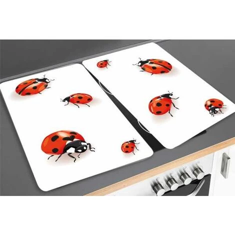 WENKO Protection Plaque De Cuisson, Couvre Plaque De Cuisson En Verre "Coccinelle", Lot De 2, Verre Trempé, 30x52 Cm, Multicolore 4 WENKO Protection Plaque De Cuisson, Couvre Plaque De Cuisson En Verre "Coccinelle", Lot De 2, Verre Trempé, 30x52 Cm, Multicolore – Image 2
