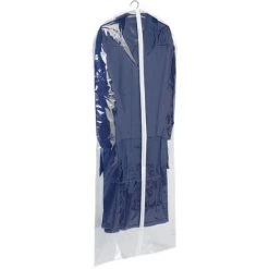WENKO Housse De Vêtements Transparente à Suspendre, Housse De Protection Pour Costume Avec Fermeture éclair Et Ouverture Pour Cintre, Plastique, 150x60 Cm, Transparent