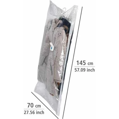 WENKO Housse De Rangement Sous Vide, XL, Housse De Rangement Vêtement à Suspendre, 75% D'économie De Place, Protège Les Textiles De L'humidité Et Des Mites, Plastique, 145x70 Cm, Transparent 7 WENKO Housse De Rangement Sous Vide, XL, Housse De Rangement Vêtement à Suspendre, 75% D'économie De Place, Protège Les Textiles De L'humidité Et Des Mites, Plastique, 145x70 Cm, Transparent – Image 5