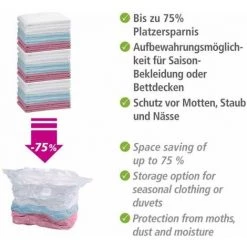 WENKO Housse De Rangement Sous Vide, Cube L, 75% D'économie De Place, Protège Les Vêtements Et Le Linge De Maison De L'humidité Et Des Mites, Polypropylène, 70x35x100 Cm, Transparent -WENKO Soldes 16527686 4