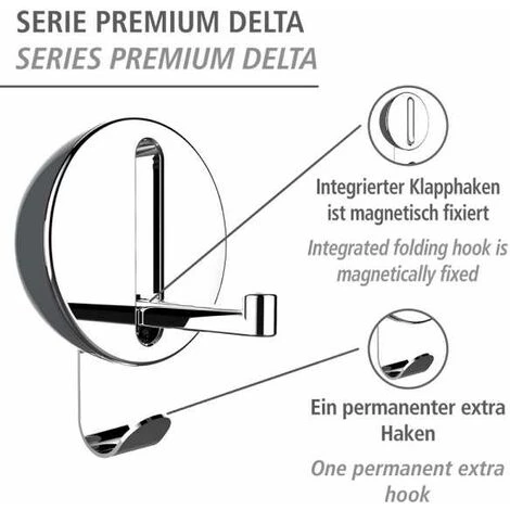 WENKO Crochet Rabattable Premium DELTA Gris, Crochet Porte Manteau Pour L'entrée Ou Le Dressing - Crochet Porte Serviette Pour La Salle De Bain, Vis Fournies, Plastique - Métal, 8x11x2,5 Cm 4 WENKO Crochet Rabattable Premium DELTA Gris, Crochet Porte Manteau Pour L'entrée Ou Le Dressing - Crochet Porte Serviette Pour La Salle De Bain, Vis Fournies, Plastique - Métal, 8x11x2,5 Cm – Image 2