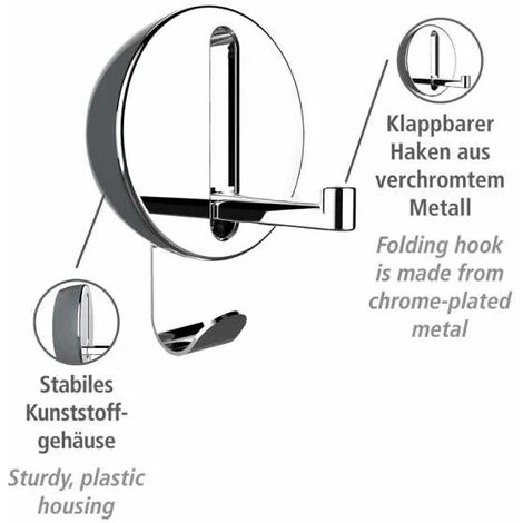 WENKO Crochet Rabattable Premium DELTA Gris, Crochet Porte Manteau Pour L'entrée Ou Le Dressing - Crochet Porte Serviette Pour La Salle De Bain, Vis Fournies, Plastique - Métal, 8x11x2,5 Cm 5 WENKO Crochet Rabattable Premium DELTA Gris, Crochet Porte Manteau Pour L'entrée Ou Le Dressing - Crochet Porte Serviette Pour La Salle De Bain, Vis Fournies, Plastique - Métal, 8x11x2,5 Cm – Image 3