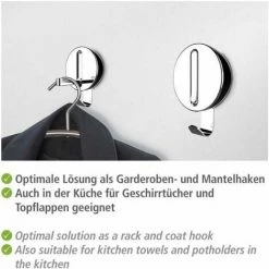 WENKO Crochet Rabattable Premium DELTA Noir, Crochet Porte Manteau Pour L'entrée Ou Le Dressing - Crochet Porte Serviette Pour La Salle De Bain, Vis Fournies, Plastique - Métal, 8x11x2,5 Cm -WENKO Soldes 16527718 4