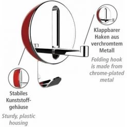 WENKO Crochet Rabattable Premium DELTA Rouge, Crochet Porte Manteau Pour L'entrée Ou Le Dressing - Crochet Porte Serviette Pour La Salle De Bain, Vis Fournies, Plastique - Métal, 8x11x2,5 Cm 9 WENKO Crochet Rabattable Premium DELTA Rouge, Crochet Porte Manteau Pour L'entrée Ou Le Dressing - Crochet Porte Serviette Pour La Salle De Bain, Vis Fournies, Plastique - Métal, 8x11x2,5 Cm -WENKO Soldes 16527719 3