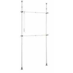 WENKO Portant Vêtement Téléscopique Pour Dressing Sur Mesure Hercules Basic, Garde Robe Telescopique Solution Sans Perçage, Réglable En Longueur Et Hauteur, Acier, 75-120x165-300x11 Cm, Blanc