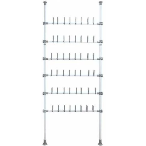 WENKO Range Chaussures Pour Penderie Herkules, Rangement Chaussures Télescopique, 48 Paires De Chaussures, Acier, 94x165-300x9 Cm, Blanc 3 WENKO Range Chaussures Pour Penderie Herkules, Rangement Chaussures Télescopique, 48 Paires De Chaussures, Acier, 94x165-300x9 Cm, Blanc