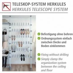 WENKO Range Chaussures Pour Penderie Herkules, Rangement Chaussures Télescopique, 48 Paires De Chaussures, Acier, 94x165-300x9 Cm, Blanc 7 WENKO Range Chaussures Pour Penderie Herkules, Rangement Chaussures Télescopique, 48 Paires De Chaussures, Acier, 94x165-300x9 Cm, Blanc -WENKO Soldes 16527737 3