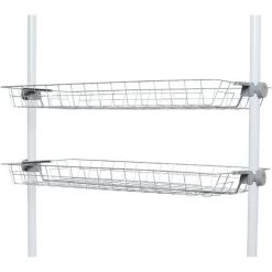 WENKO Panier Herkules, Pièce Détachée Pour Système De Rangement Télescopique Herkules, Lot De 2, Métal, 94x8x38 Cm, Blanc