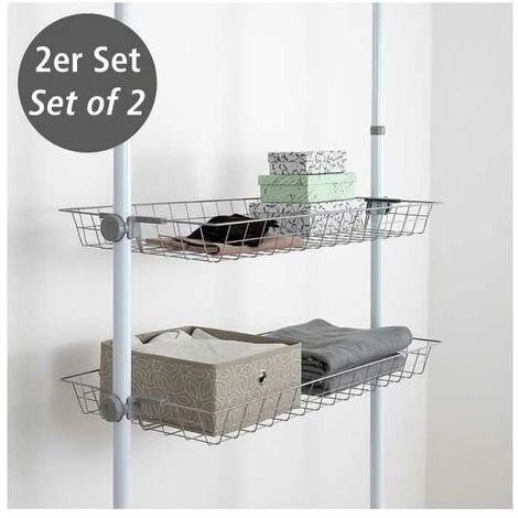 WENKO Panier Herkules, Pièce Détachée Pour Système De Rangement Télescopique Herkules, Lot De 2, Métal, 94x8x38 Cm, Blanc 4 WENKO Panier Herkules, Pièce Détachée Pour Système De Rangement Télescopique Herkules, Lot De 2, Métal, 94x8x38 Cm, Blanc – Image 2