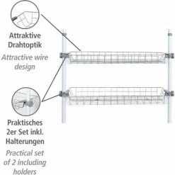 WENKO Panier Herkules, Pièce Détachée Pour Système De Rangement Télescopique Herkules, Lot De 2, Métal, 94x8x38 Cm, Blanc 7 WENKO Panier Herkules, Pièce Détachée Pour Système De Rangement Télescopique Herkules, Lot De 2, Métal, 94x8x38 Cm, Blanc -WENKO Soldes 16527739 3