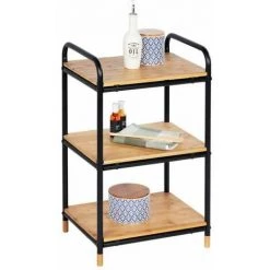 WENKO Etagere Rangement Cuisine Loft, étagère Bois Et Métal Noir Sur Pied 3 étagères De Rangement, Bambou - Métal, 42x69x33,5 Cm, Noir - Marron 11 WENKO Etagere Rangement Cuisine Loft, étagère Bois Et Métal Noir Sur Pied 3 étagères De Rangement, Bambou - Métal, 42x69x33,5 Cm, Noir - Marron -WENKO Soldes 16527751 5