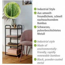 WENKO Etagere Rangement Cuisine Loft, étagère Bois Et Métal Noir Sur Pied 4 étagères De Rangement, Bambou - Métal, 42x94,5x33,5 Cm, Noir - Marron 9 WENKO Etagere Rangement Cuisine Loft, étagère Bois Et Métal Noir Sur Pied 4 étagères De Rangement, Bambou - Métal, 42x94,5x33,5 Cm, Noir - Marron -WENKO Soldes 16527752 3