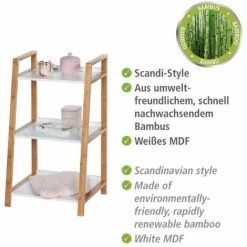 WENKO Étagère Salle De Bain Bambou Finja, Petit Meuble De Rangement Salle De Bain, 3 étagères Sur Pied, Bambou - MDF, 43x76x36 Cm, Blanc - Marron 9 WENKO Étagère Salle De Bain Bambou Finja, Petit Meuble De Rangement Salle De Bain, 3 étagères Sur Pied, Bambou - MDF, 43x76x36 Cm, Blanc - Marron -WENKO Soldes 16527756 3