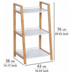 WENKO Étagère Salle De Bain Bambou Finja, Petit Meuble De Rangement Salle De Bain, 3 étagères Sur Pied, Bambou - MDF, 43x76x36 Cm, Blanc - Marron 10 WENKO Étagère Salle De Bain Bambou Finja, Petit Meuble De Rangement Salle De Bain, 3 étagères Sur Pied, Bambou - MDF, 43x76x36 Cm, Blanc - Marron -WENKO Soldes 16527756 4