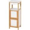 WENKO Meuble Colonne étagère Finja, Colonne Salle De Bain Avec 2 Tiroirs De Rangement, Bois Bambou - MDF, 34x89x30 Cm, Marron - Blanc -WENKO Soldes 16527758 1