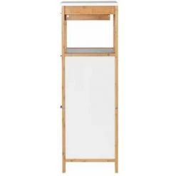 WENKO Meuble Colonne étagère Finja, Colonne Salle De Bain Avec 2 Tiroirs De Rangement, Bois Bambou - MDF, 34x89x30 Cm, Marron - Blanc -WENKO Soldes 16527758 4