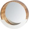 WENKO Miroir Rond Mural Finja, Miroir Bois Avec Espace De Rangement, Miroir Mural Style Scandinave Pour L'entrée, Le Salon, La Chambre Ø35cm, Bambou - MDF, 39x38x9,5 Cm, Marron - Blanc