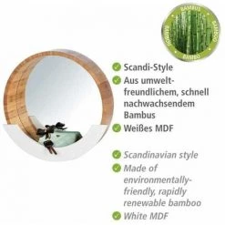 WENKO Miroir Rond Mural Finja, Miroir Bois Avec Espace De Rangement, Miroir Mural Style Scandinave Pour L'entrée, Le Salon, La Chambre Ø35cm, Bambou - MDF, 39x38x9,5 Cm, Marron - Blanc 9 WENKO Miroir Rond Mural Finja, Miroir Bois Avec Espace De Rangement, Miroir Mural Style Scandinave Pour L'entrée, Le Salon, La Chambre Ø35cm, Bambou - MDF, 39x38x9,5 Cm, Marron - Blanc -WENKO Soldes 16527760 3