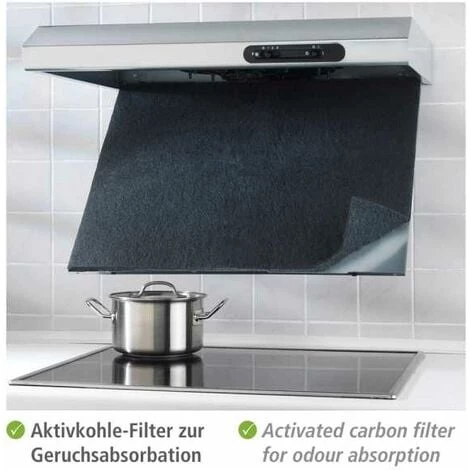 WENKO Filtre à Charbon Pour Hotte, Filtre Charbon Actif Anti Odeur, Pour Les Hottes De Taille Standard Jusqu'à 60 Cm, Polyester, 57x47 Cm, Noir 4 WENKO Filtre à Charbon Pour Hotte, Filtre Charbon Actif Anti Odeur, Pour Les Hottes De Taille Standard Jusqu'à 60 Cm, Polyester, 57x47 Cm, Noir – Image 2