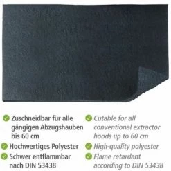 WENKO Filtre à Charbon Pour Hotte, Filtre Charbon Actif Anti Odeur, Pour Les Hottes De Taille Standard Jusqu'à 60 Cm, Polyester, 57x47 Cm, Noir 9 WENKO Filtre à Charbon Pour Hotte, Filtre Charbon Actif Anti Odeur, Pour Les Hottes De Taille Standard Jusqu'à 60 Cm, Polyester, 57x47 Cm, Noir -WENKO Soldes 16527769 3