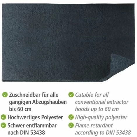 WENKO Filtre à Charbon Pour Hotte, Filtre Charbon Actif Anti Odeur, Pour Les Hottes De Taille Standard Jusqu'à 60 Cm, Polyester, 57x47 Cm, Noir 5 WENKO Filtre à Charbon Pour Hotte, Filtre Charbon Actif Anti Odeur, Pour Les Hottes De Taille Standard Jusqu'à 60 Cm, Polyester, 57x47 Cm, Noir – Image 3