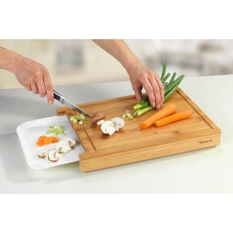 WENKO Planche à Decouper Avec Récuperateur Bruno, Planche à Découper Bambou Avec Compartiment Amovible, Bambou, 35x4x25 Cm, Marron 4 WENKO Planche à Decouper Avec Récuperateur Bruno, Planche à Découper Bambou Avec Compartiment Amovible, Bambou, 35x4x25 Cm, Marron – Image 2