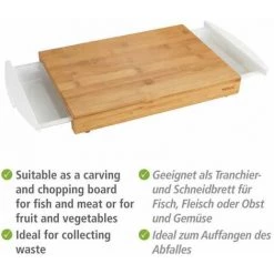 WENKO Planche à Decouper Avec 2 Récuperateurs Bina, Planche à Découper Bambou Avec 2 Compartiments Amovibles, Bambou, 40,5x4x25 Cm, Marron -WENKO Soldes 16527775 4