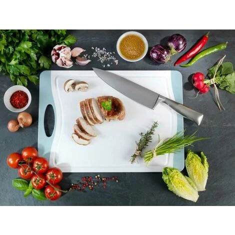 WENKO Planche à Découper Easy L, Planche à Découper Avec Surface Antibactérienne, Plastique, 39,5x28 Cm, Blanc - Bleu Clair 6 WENKO Planche à Découper Easy L, Planche à Découper Avec Surface Antibactérienne, Plastique, 39,5x28 Cm, Blanc - Bleu Clair – Image 4