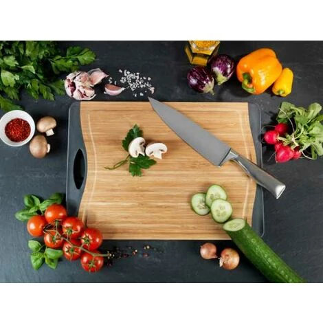 WENKO Planche à Découper Bois Bambou, Planche à Découper Avec Surface Antidérapante L, Bambou, 39,5x28cm, Noir - Marron 6 WENKO Planche à Découper Bois Bambou, Planche à Découper Avec Surface Antidérapante L, Bambou, 39,5x28cm, Noir - Marron – Image 4