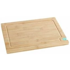 WENKO Planche à Découper Bois Avec Aiguiseur De Couteaux L, Bambou, 36x28 Cm, Marron