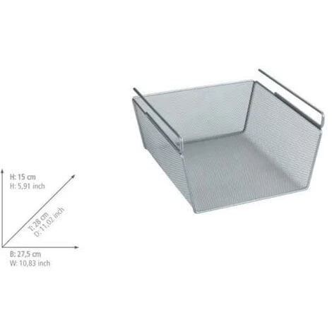 WENKO Panier De Rangement Suspendu M, Panier De Rangement Pour Suspendre à Une étagère Ou Placard, Métal, 27x5x28x15 Cm, Argent 6 WENKO Panier De Rangement Suspendu M, Panier De Rangement Pour Suspendre à Une étagère Ou Placard, Métal, 27x5x28x15 Cm, Argent – Image 4
