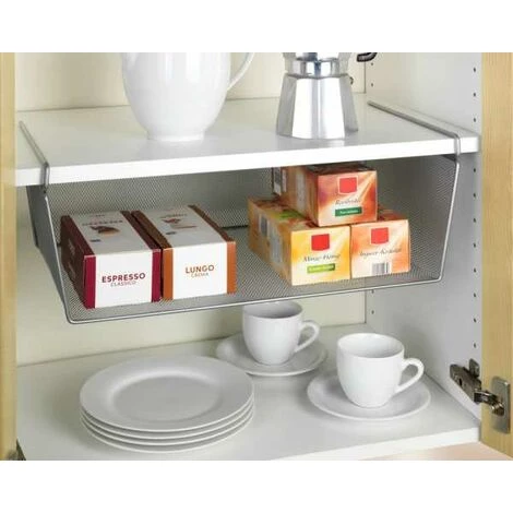 WENKO Panier De Rangement Suspendu L, Panier De Rangement Pour Suspendre à Une étagère Ou Placard, Métal, 49x18x28 Cm, Argent 4 WENKO Panier De Rangement Suspendu L, Panier De Rangement Pour Suspendre à Une étagère Ou Placard, Métal, 49x18x28 Cm, Argent – Image 2