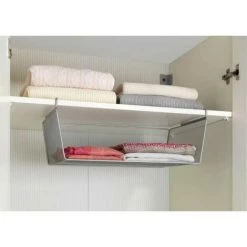 WENKO Panier De Rangement Suspendu L, Panier De Rangement Pour Suspendre à Une étagère Ou Placard, Métal, 49x18x28 Cm, Argent 7 WENKO Panier De Rangement Suspendu L, Panier De Rangement Pour Suspendre à Une étagère Ou Placard, Métal, 49x18x28 Cm, Argent -WENKO Soldes 16527806 3